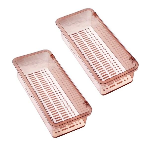 Cutlery storage box kitchen cutlery container draining spoon container cutlery organizer, 2 containers, transparent gray, Korean popular tableware