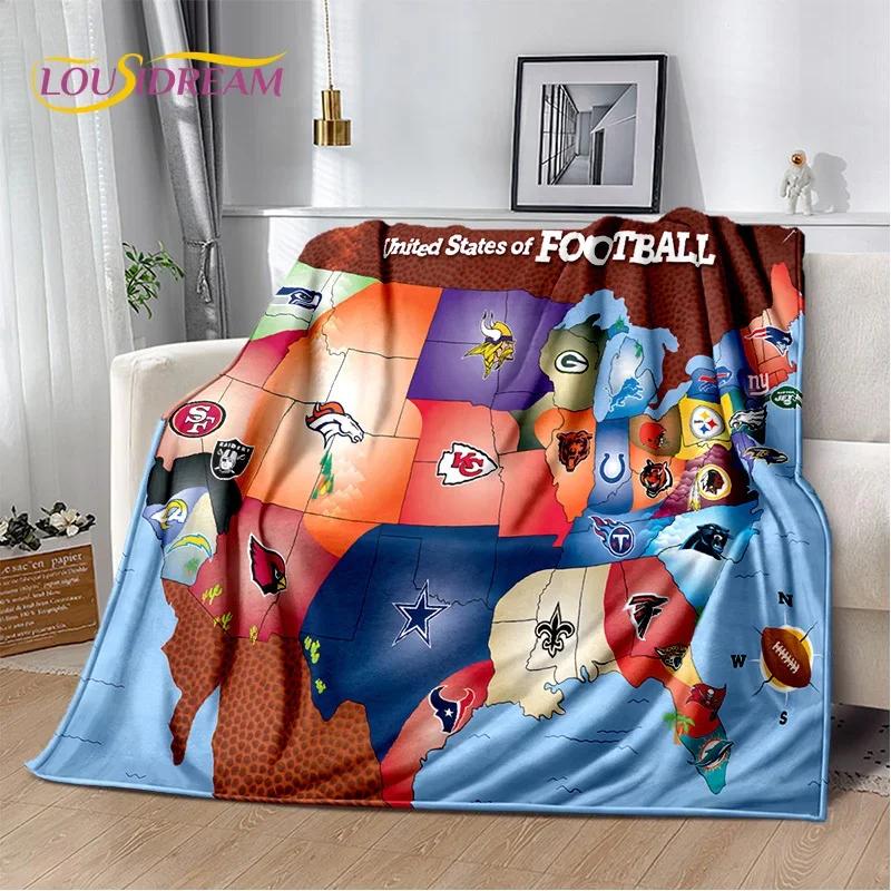 3D American Football Rugby Team Soft Flannel Blanket for Beds Bedroom Sofa Picnic,Throw Blanket for Cover Outdoors Leisure Gift