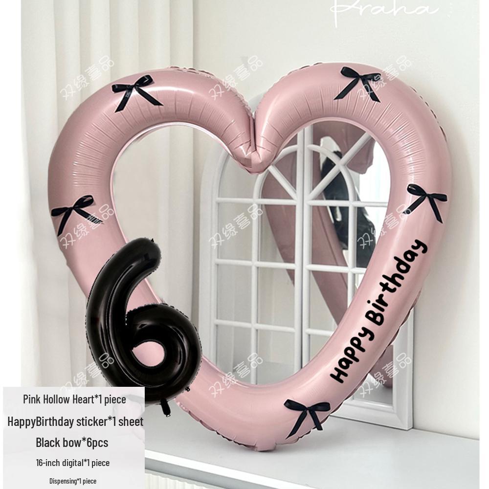 Pink Heart Cutout Balloon Photo Frame for First Birthday & Milestone Celebrations