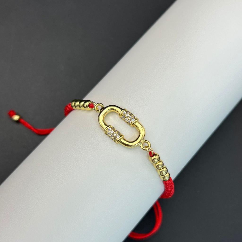 Rotes Kordel Zirkon O-förmiges Armband, Kordelzug T-Stil Modeaccessoire