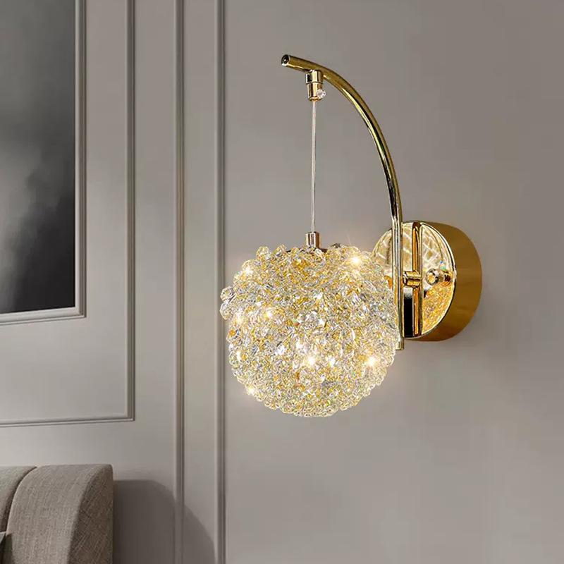 Luxury Crystal Pendant Light: Elegant Wrought Iron Hallway & Entrance Wall Lamp