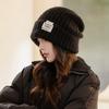 New Autumn and Winter Hats for Women Fashion Label Knitted Wool Hats for Winter Warm Big Head Ear Protection Hat