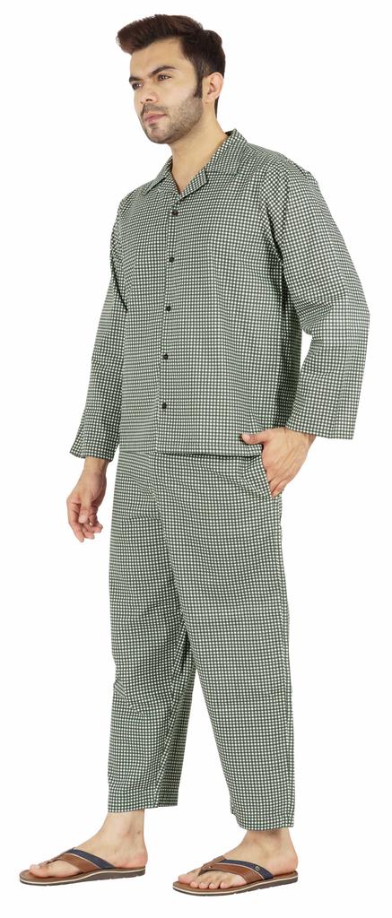 Inkmeso Bedruckte Pyjama-Sets für Herren s Knopfleiste Klassische Nachtwäsche Leichte Baumwolle