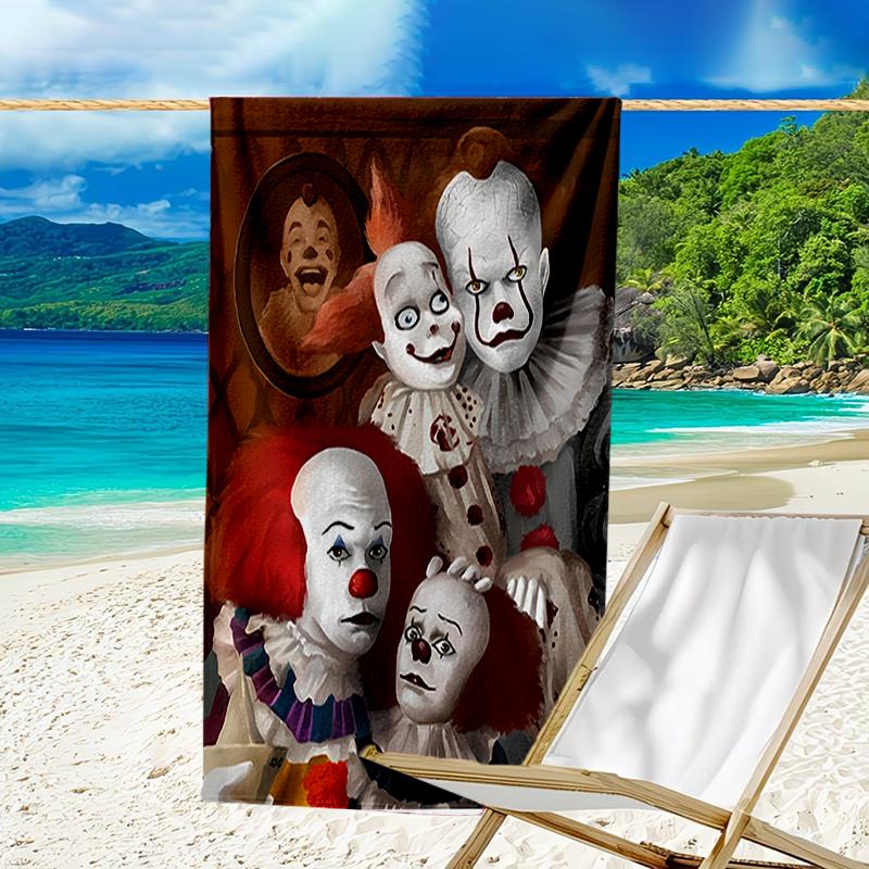 proof beach towel with a Pennywise the Dancing Clown3 pattern - soft,absorbent,quick-drying,machine washable - perfect for swimming,camping,bathing