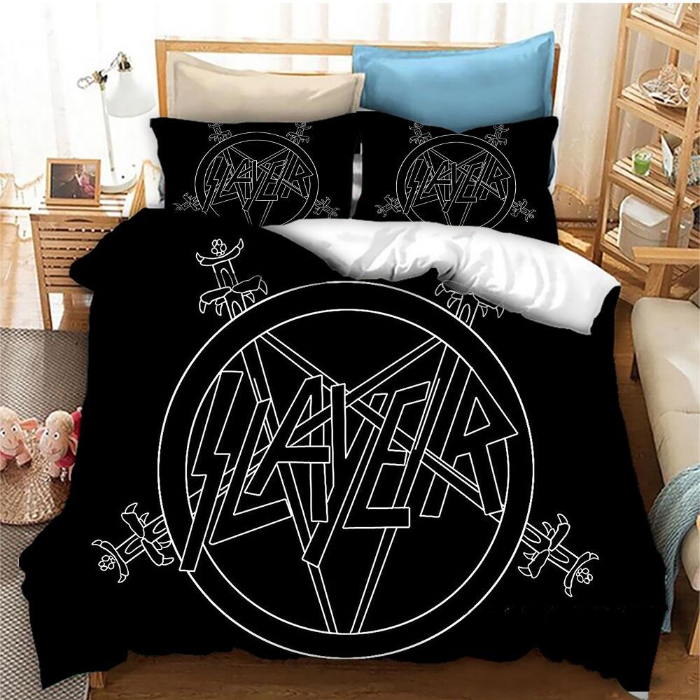 Fashion Slayer Rock Band Bedding Set Duvet Cover Bed Set Quilt Cover Pillowcase Comforter King Queen Size Boys Adult Bedding Set