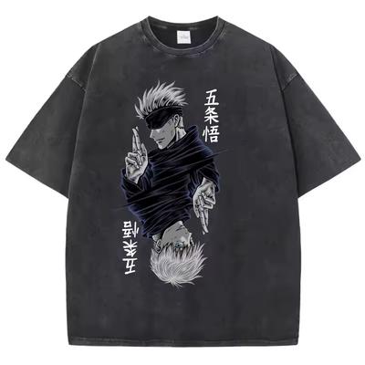 2026 Jujutsu Kaisen Gojo Satoru Manga Printet T-shirt til Mænd og Kvinder Vasket T-shirt Høj Kvalitet Vintage Bomulds T-shirt Toppe