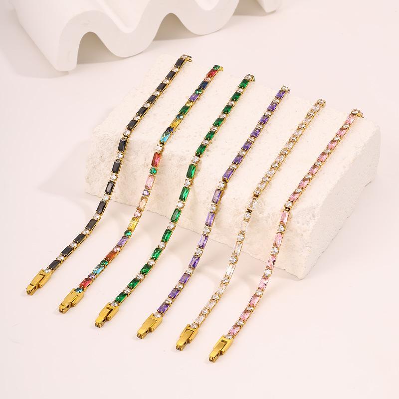 Titanium Steel European and American Light Luxury Style Straight Couple Versatile Temperament Advanced Sense Color Zircon
