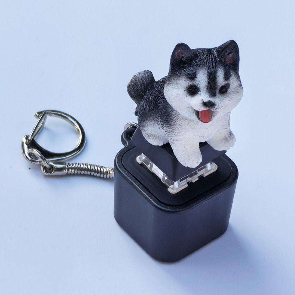 Rechargeable Dog Cat Fidget Toy Clicky Keyboard Decompression Toy Barking and Meowing Keychain