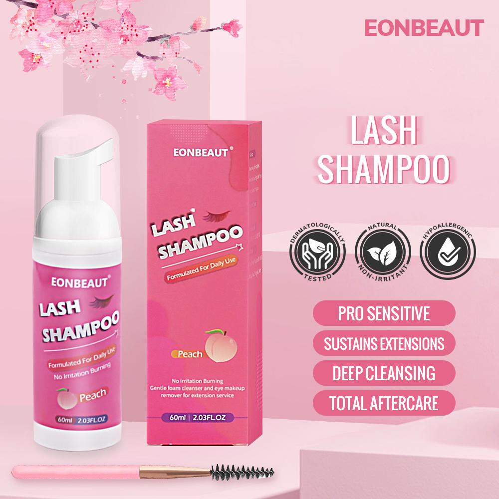 eonbeaut 60 ml gene piersică șampon perie pentru ochi spumă de curățare instrumente de machiaj pentru îndepărtarea lipiciului accesorii de extensie