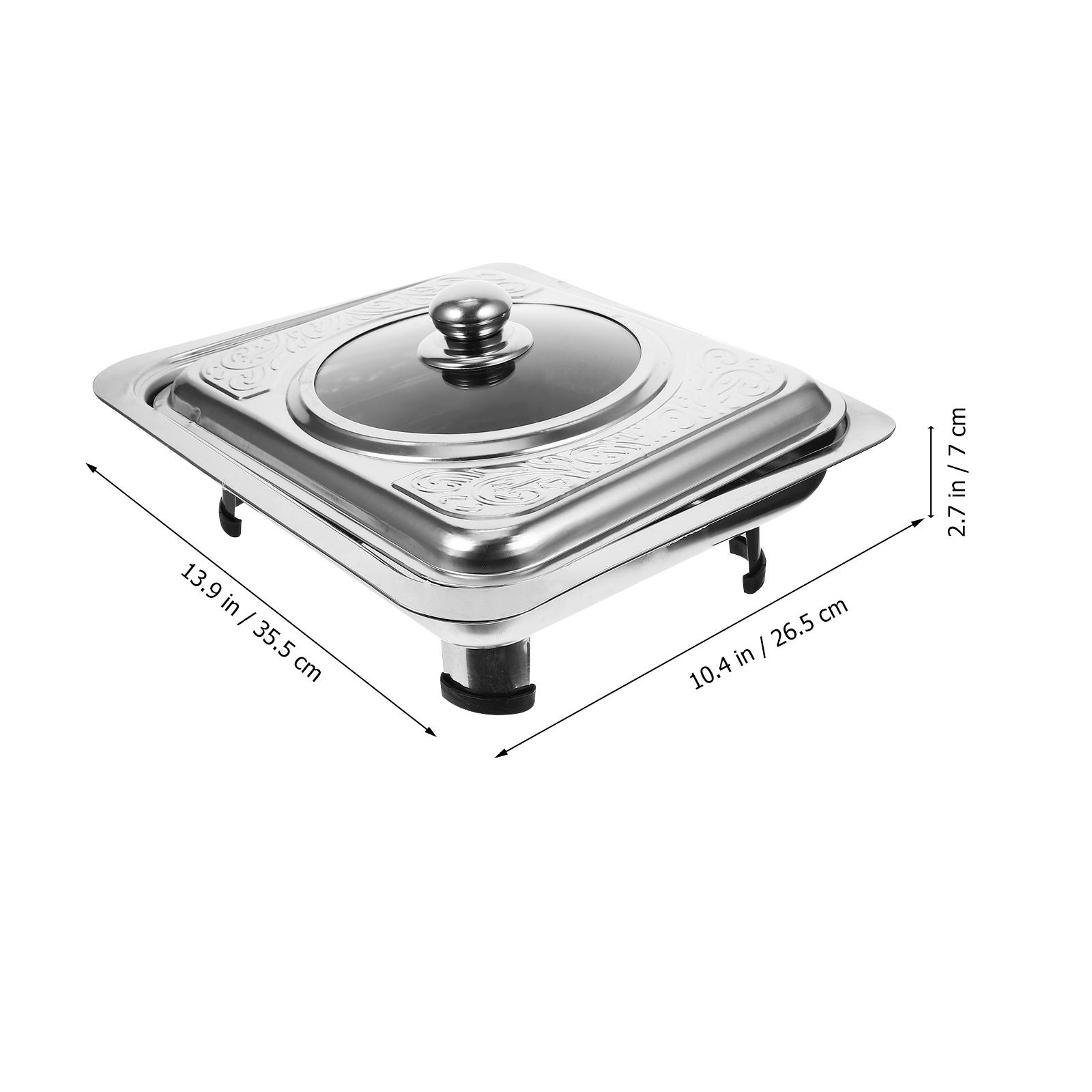 

Square Chafing Dish Set Stainless Steel Buffet Tray Warmer Pan for Food Serving Four Leg Server Holder Party Catering Equipment