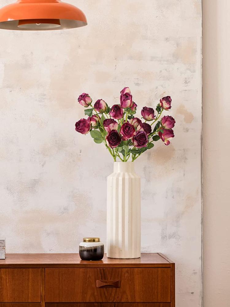 Artificial Roses,4pcs 20Heads Faux Roses Silk Fake Roses with Stem for DIY Wedding Bouquet Floral Arrangements Home Party Centerpiece Decoration