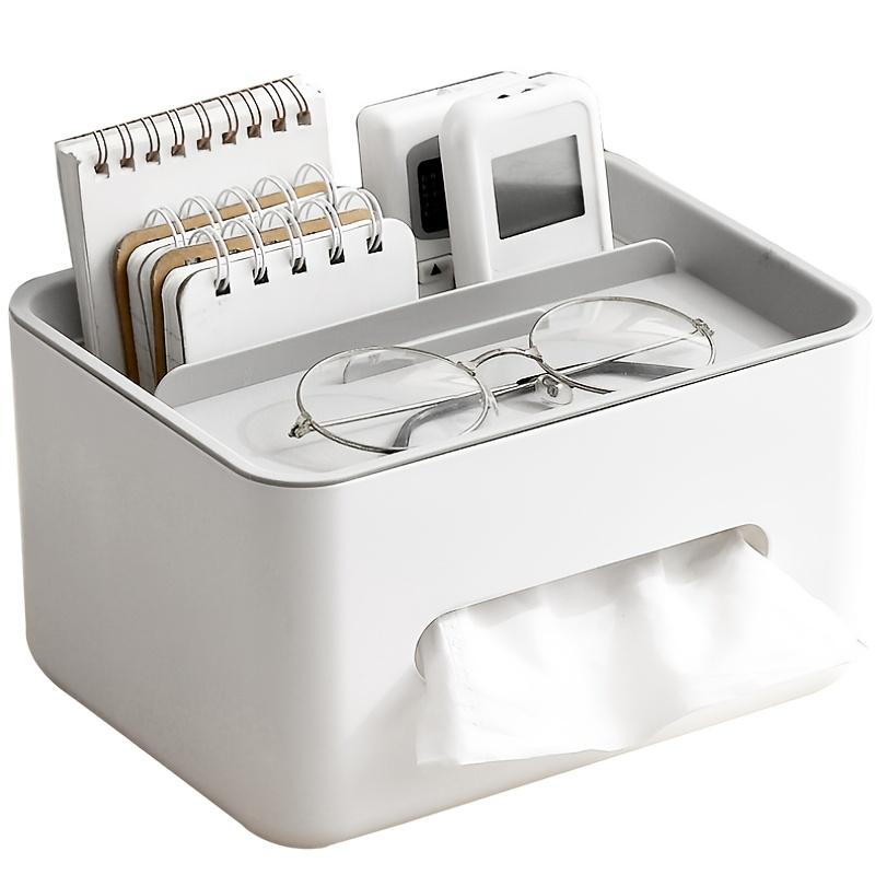 3-in-1 desktop storage box - with remote control storage, tissue box, eyeglass case, and large-capacity tissue box серый