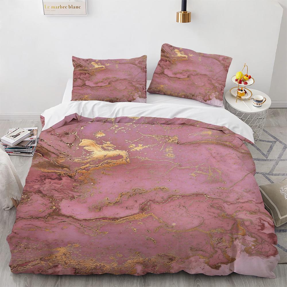 Colourful Marble Bedding Set Purple and Green Marble Duvet Cover Set Men Teens Boy Modern Abstract Art Polyester Comforter Cover