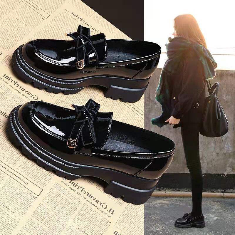 Wear loafers women's shoes 2025 spring and autumn new versatile jk uniform shoes British style heightened thick-soled four-season small leather shoes