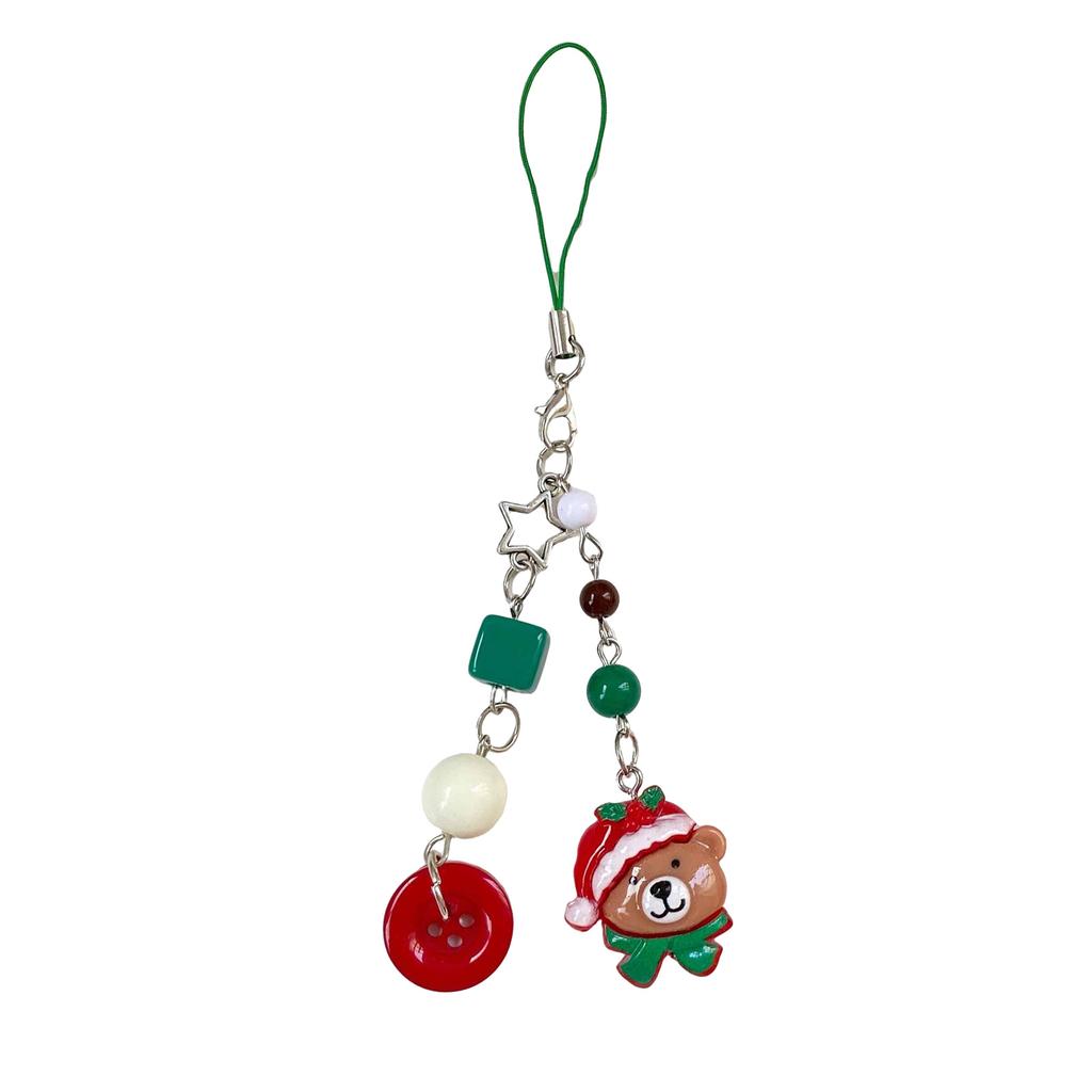 Cute Gingerbread Man and Bear Phone Charm Keychain Whimsical Gingerbread and Bear Keychain Phone Adornment for Everyday