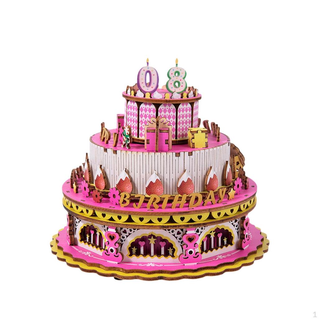 Wooden Cake Music Box Toy Development Assembly Toys Model Family