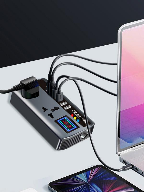 Converter for Car Outlet for Car 12V/24V to 220V Fast Charging Ports Portable Automotive Charger Inverter 3 USB Ports for Adults