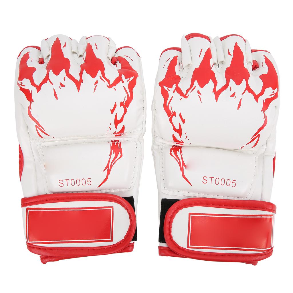 Professional MMA Fingerless Gloves PU Leather Punching Bag Sanda Boxing GlovesWhite Bottom Red Claw