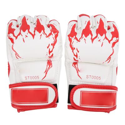Professionelle MMA Fingerlose Handschuhe PU-Leder Sandsack Sanda BoxhandschuheWeiße Unterseite Rote Kralle