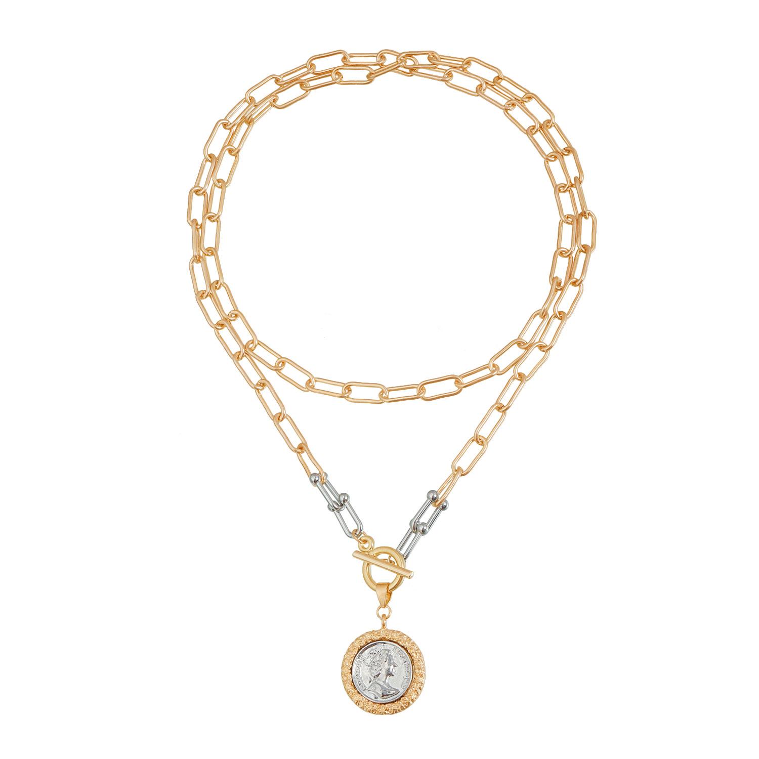 

Винтажная подвеска-монета Хип-хоп цепочка-ожерелье для женщин Ювелирные аксессуары золотой