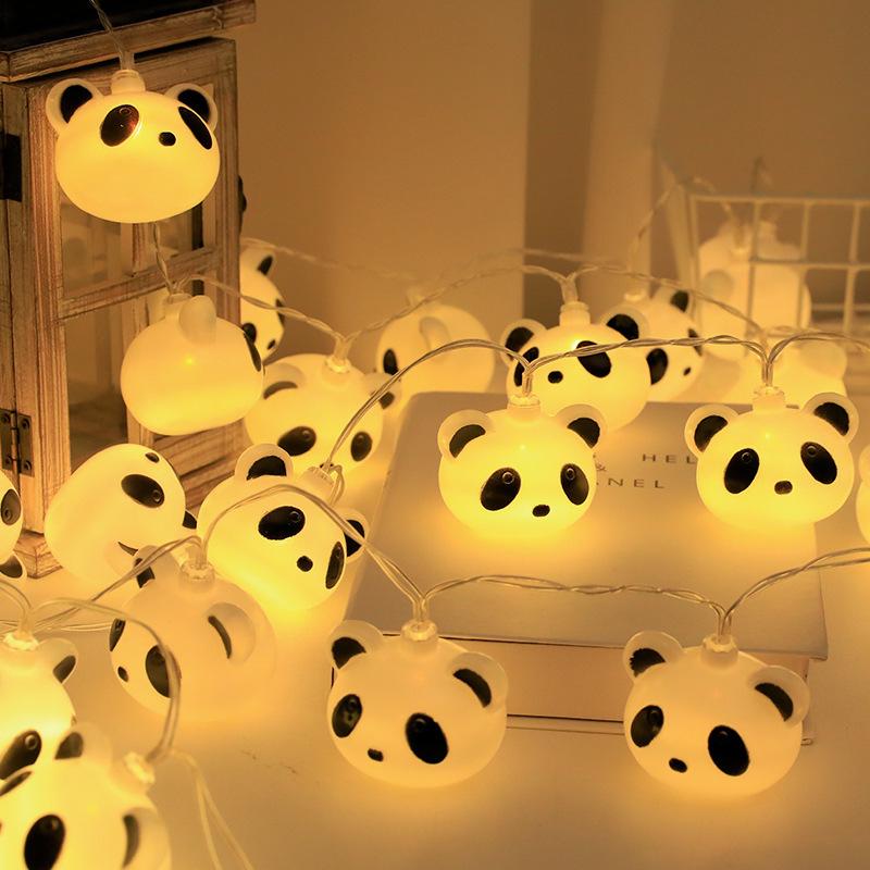 LED Panda Head String Lights - Children's Room Decoration, Colored Night Light