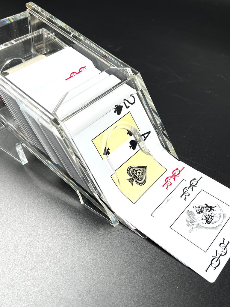 Master Clear Acrylic Two Deck Card Dealing Shoe With Lid Secure Metal Slide Compact Casino Table Game Accessory Part