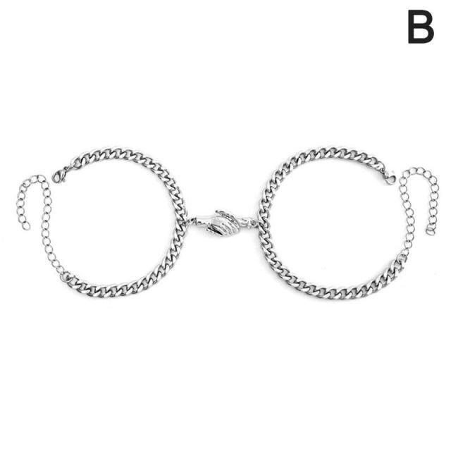 

1 пара пар держатся за руки магнитные браслеты украшения дружба цепочка модный браслет валентинки ювелирные изделия подарок для женщин мне K9t3