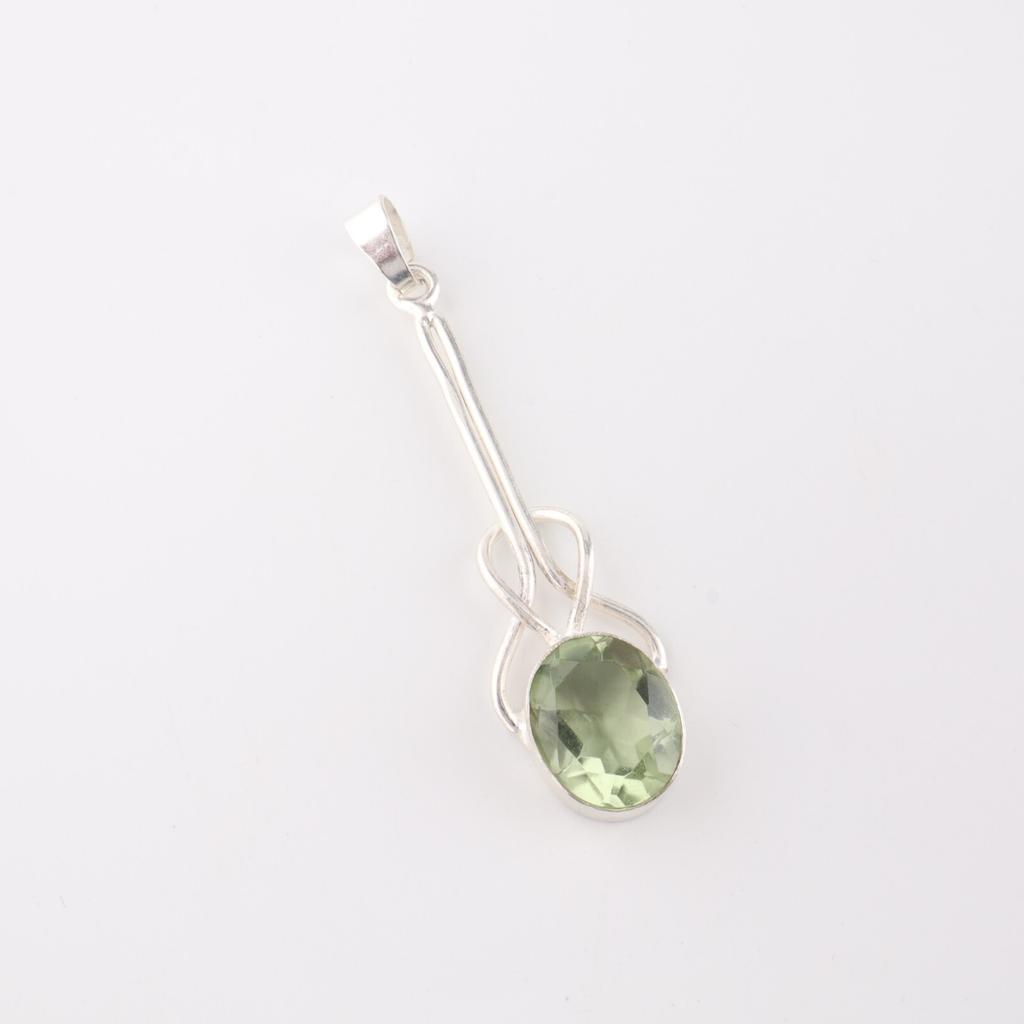 Green Amethyst Gemstone 925 Sterling Silver Jewelry Handmade Pendant 1.79" PP-60-6