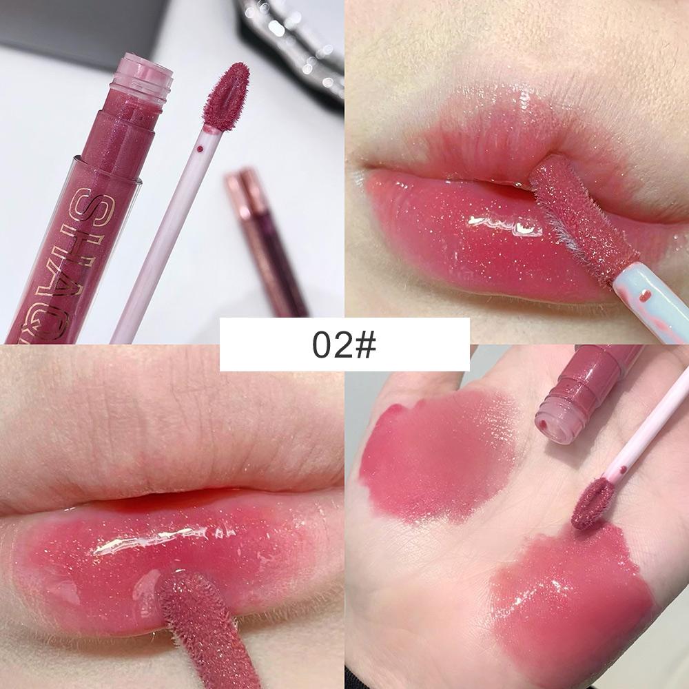 SHAQINUO 6 Colors Moisturizing Exploding Lip Gloss Long Lasting Lip Makeup Crushed Sparkling Watery Mirror Lip Glaze