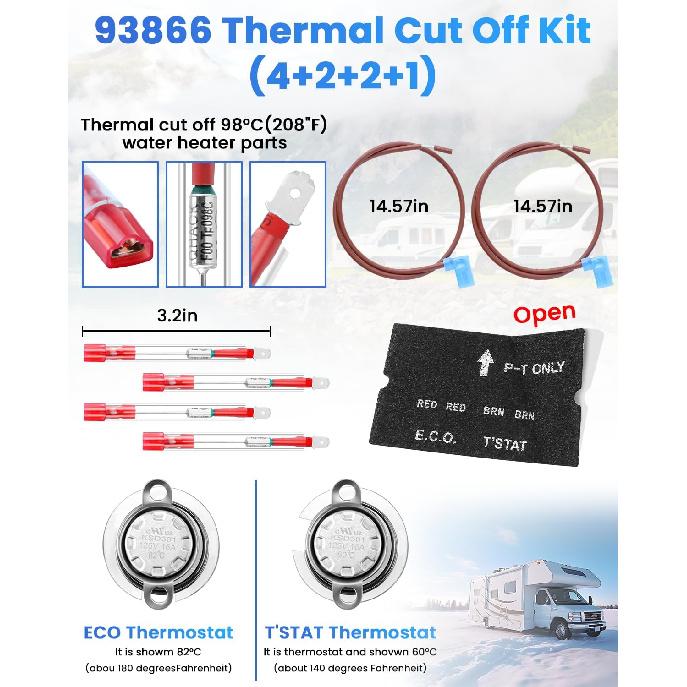 2025 HOT- RV Water Heater Part Fit Atwood RV Water Heater GC6AA-10E GC10A-4E Include 91365 Control Circuit Board Parts,91447 Thermal Cut Off &