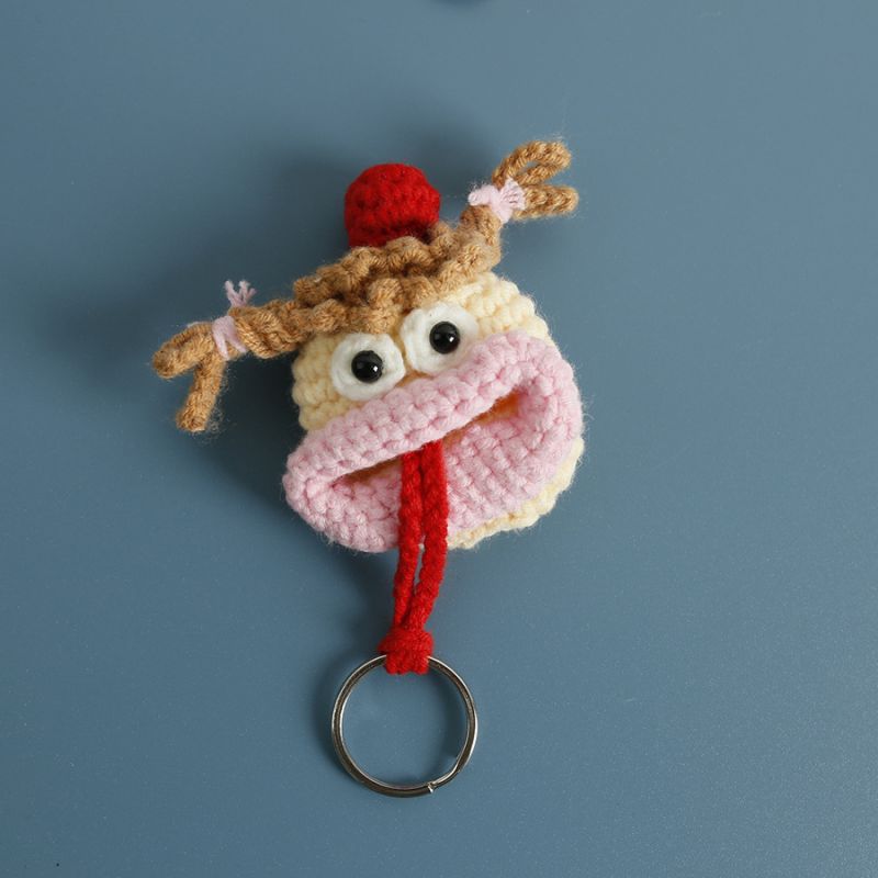 Animal Series Funny Sausage Mouth Doll Crochet Keychain Cute Crochet Bag For Car Keys Holder Knitted Doll Bag Keyring Custom