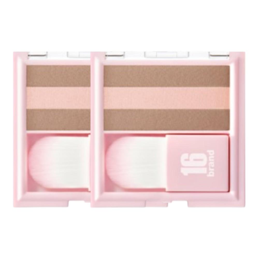 16BRAND 16 Filter Shot 3-Second Quick Contouring Palette 7g #Contour Peach (Pack of 2)
