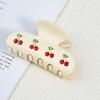 Yousheng Hair Claw Sparkling Rhinestones Inlaid Cherry Decorative Pattern Back Head Hair Clip Large Wide Tooth Design Hair Clip Versatile Hair