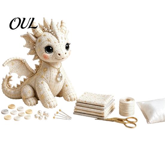 Kit Fai da Te Bambola Animali Marini Patchwork, Set da Cucito Gnomo Fatto a Mano per Decorazione Casa, Artigianato Drago Cartone Animato Tessuto Principiante