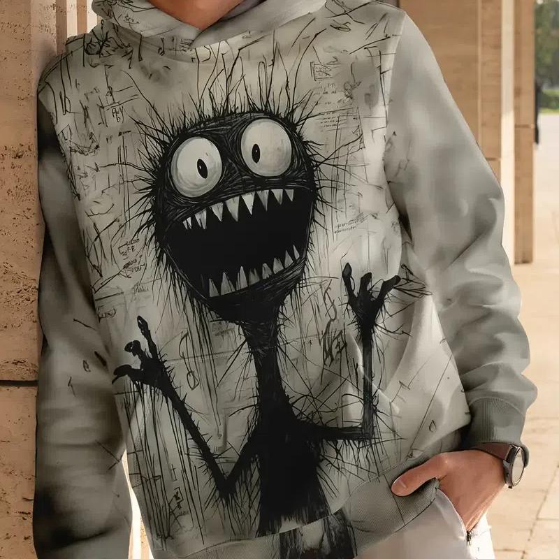 Hanorac pentru bărbați Toamnă Casual Mânecă Lungă Hanorac Model Animal Amuzant Imprimeu 3d Topuri Pulover Modă Stradă Îmbrăcăminte Supradimensionată