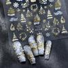 1Pcs Christmas Embossed Nails Art Stickers Dreamy Castle Christmas Tree Snowflake Self-Adhesive Manicure Decals Nail Decoration