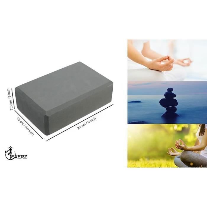 EXERZ Briques Yoga-Blocs de Yoga Haute densité 2PK - Briques de Mousse de Fitness Confortables, antidérapantes - Grise