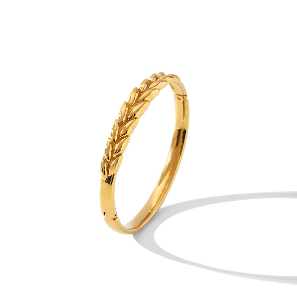 

Wheat Ear Bangle, Light Luxury High-end Bangle for Women, Titanium Steel Non-fading Jewelry, Elegant Bracelet