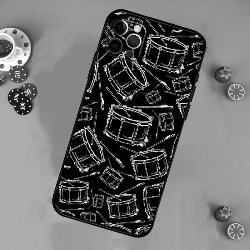Musical Drum Drumsticks Drummers Phone Case For iPhone 17 Air 16 15 14 13 11 12 Pro Max 13 12 mini 15 16 Plus 16e Cover Funda