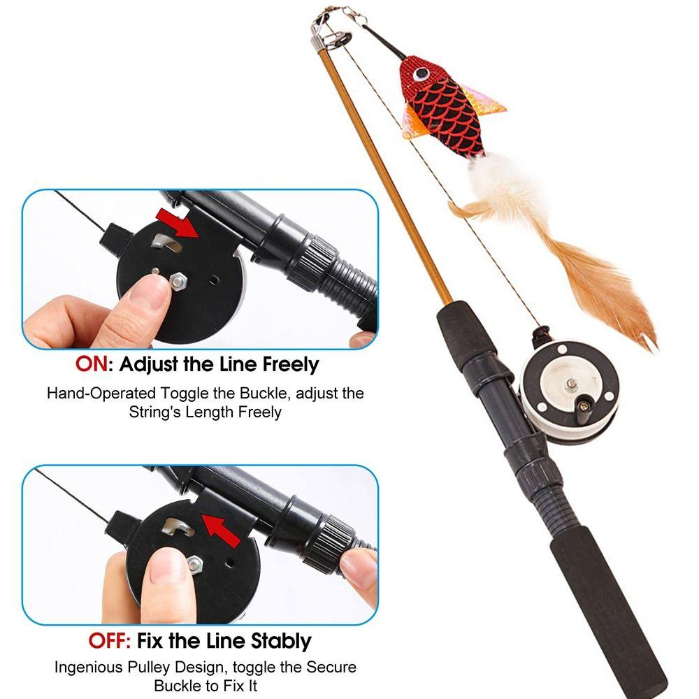 Retractable Cat Teaser Wand Toy Ultra-Long  Interactive Cat Toys Refills Fishing Rod Cat Fishing Pole Toy for Indoor Cats