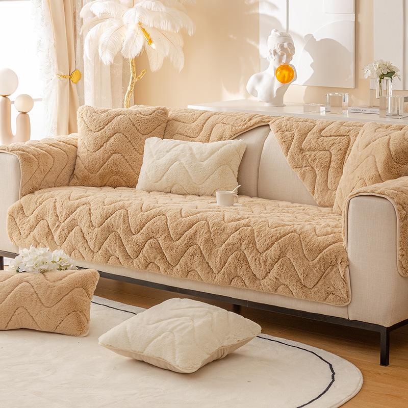 Thicken Plush Sofa Cushion Cover Super Soft Sofa Back Towel Non -Slip Couch Slipcovers Winter Warm Sofa Mat For Living Room Decor