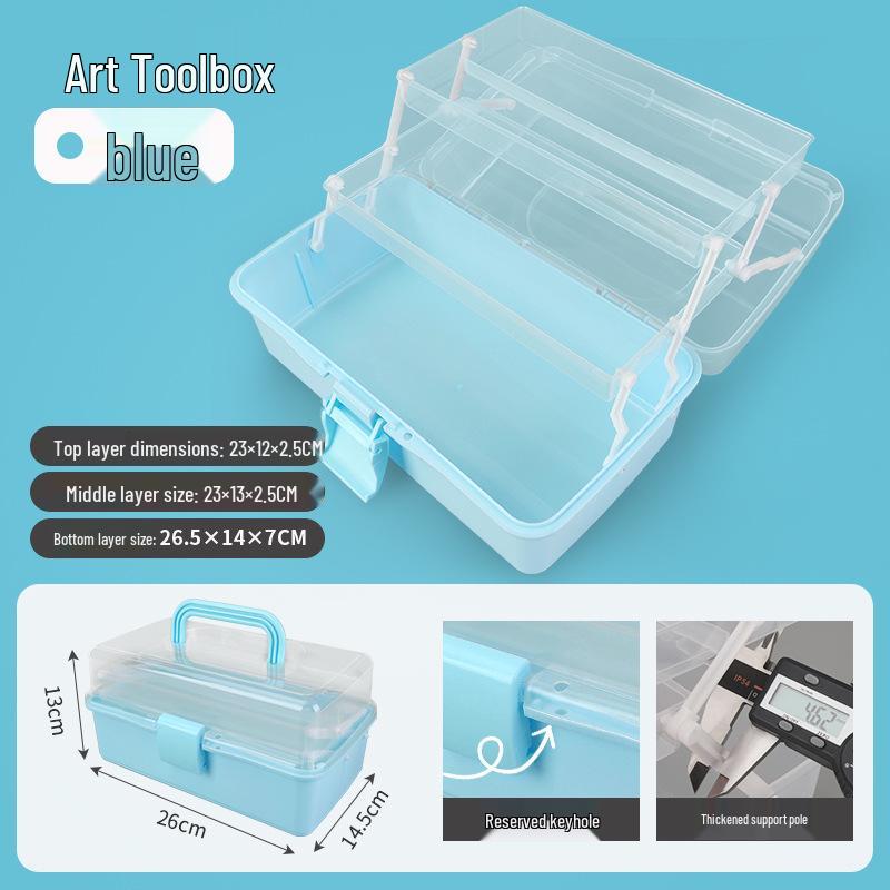 Three-Layer Folding Art Storage Box for Students