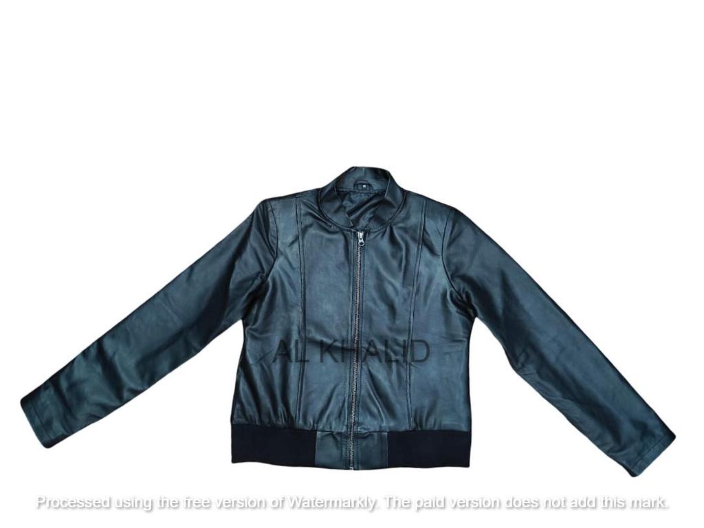 Black Women's Stylish Handmade Real Lambskin Leather Cropped Genuine Casual Jacket