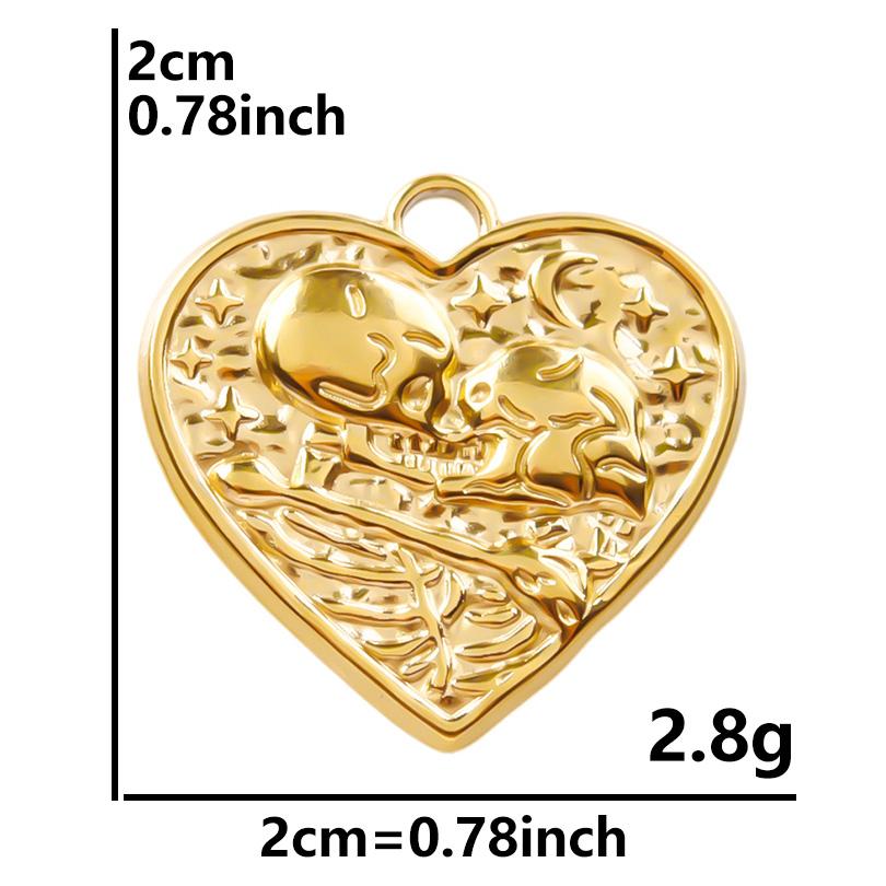6pcs/Lot Different Heart Pendants For Jewelry Making Supplies 18k Real Gold Plated Stainless Steel Charms Bulk Sun Flower Charm