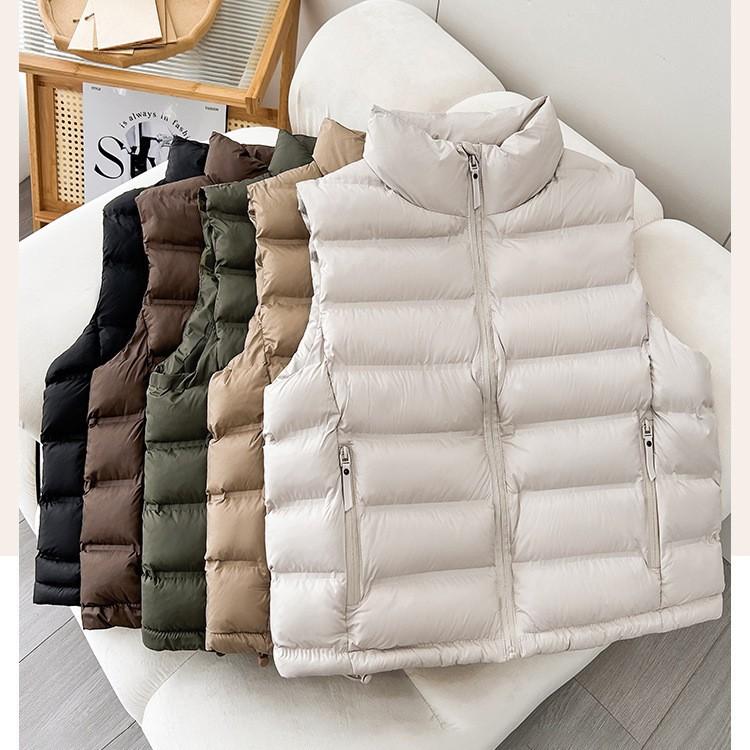 Gilet in Cotone Piumino Lento Autunno Inverno Coreano da Donna Corto con Collo Rialzato Senza Maniche Giubbotti Gilet alla Moda