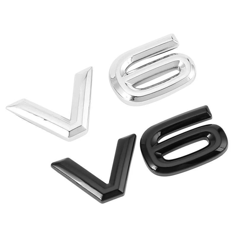 1pc 3D ABS Chrome Black Logo V6 Car Sticker Fender Trunk Emblem Badge For Volkswagen VW Touareg CC Arteon Golf R32 AccessoriesNB10