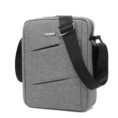 Nylon Men Small Crossbody Bag Waterproof Shoulder Bag Male Mini Messenger Bag Casual Sports Bag 10.6 Inch Tablet Bag Black/Gray CB-6202
