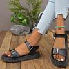 2026 new Summer One line casual buckle Large size Women's Shoes Thick Sole Solid color Outdoor comfortable beach Roman Sandals