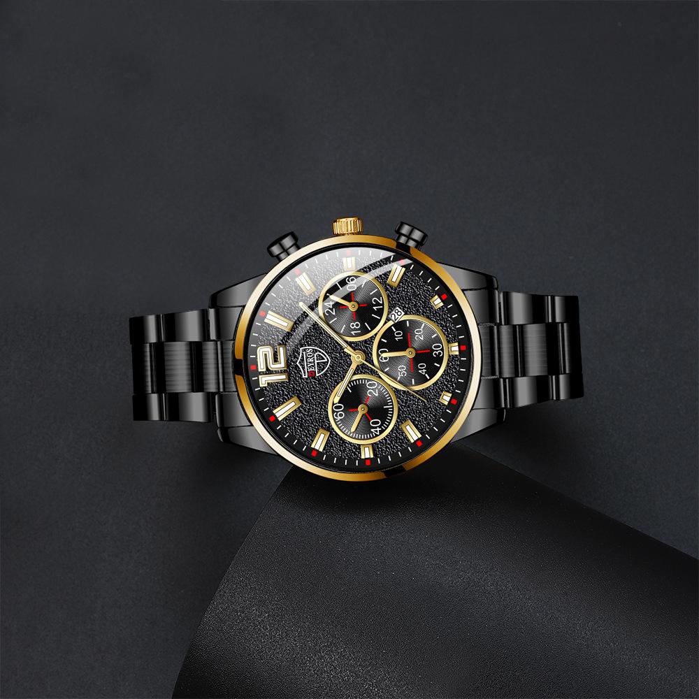 Trendy Fashion Herren Kalender Uhr Edelstahl Uhr Student Uhr Casual Quarz Uhr Männer