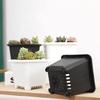 OUNONA Stylish Black Plastic Plant Set with for Succulents and Gardening Supplies Small, Mini, Pots, 15-Piece Holes, Square, Cacti, Lightweight,